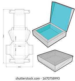 Chocolate box (Internal measurement 15 x 15+35 cm) and Die-cut Pattern. The .eps file is full scale and fully functional. Prepared for real cardboard production.