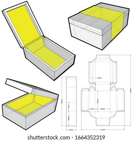 Chocolate box (Internal measurement 19x13.5+7.5cm) and Die-cut Pattern. The .eps file is full scale and fully functional. Prepared for real cardboard production.