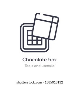 chocolate box outline icon. isolated line vector illustration from tools and utensils collection. editable thin stroke chocolate box icon on white background
