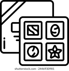 Chocolate box outline vector illustration