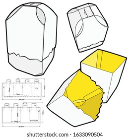 Chocolate box self asembly (Internal measurement 7x7+10cm) and Die-cut Pattern. The .eps file is full scale and fully functional. Prepared for real cardboard production.