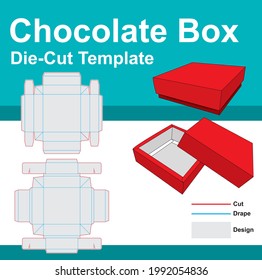 Chocolate box template. Chocolate box design. Di Cut a box of chocolate