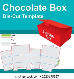 Chocolate box template with Die-Cut Template. Chocolate box design. Di Cut a box of chocolate