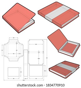 Chocolate box that is shaped like a Book (Internal measurement 18x13x1.8cm) and Die-cut Pattern. The .eps file is full scale and fully functional. Prepared for real cardboard production.