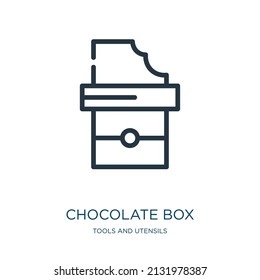 chocolate box thin line icon. chocolate, gift linear icons from tools and utensils concept isolated outline sign. Vector illustration symbol element for web design and apps.