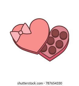 Chocolate Box Valentine Gift Vector Illustration Graphic