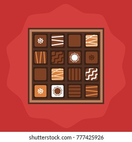 Chocolate box, vector illustration.