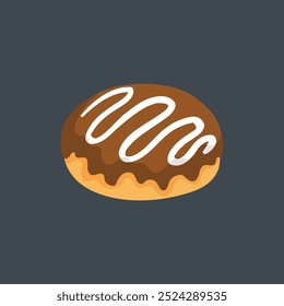 chocolate bread cake in flat vector design.