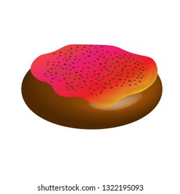 Chocolate Bread With Colorful Cream and Peanut Crumbs at The Top. Food Vector Illustration