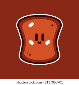 Schokoladenbrotaufkleber Cute Cartoon mit lustigen kawaii Gesichtern.