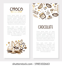 Chocolate Brochure Template, Sweet Desserts Booklet, Card, Flyer with Text Vector Illustration