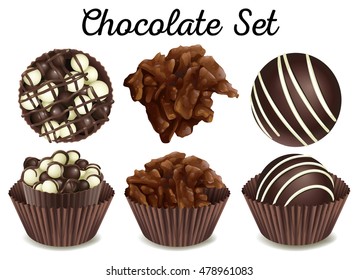 Chocolate en ilustración de tazas marrones