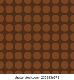 Patrón geométrico marrón chocolate. Textura geométrica de los años 70. Patrón de diseño de la geometría vectorial impecable. Impresión textil de cuadrados redondeados.