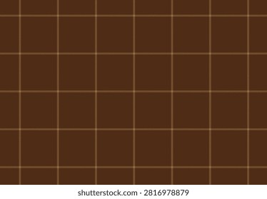Chocolate brown and gold seamless windowpane background. Checkered plaid tileable pattern for tweed jackets and autumn decor