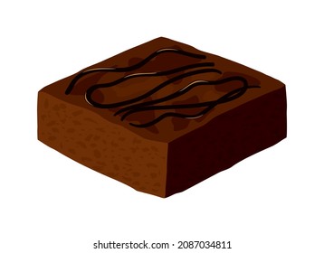 Chocolate brownie cake one slice icon vector. Sweet chocolate pastry icon isolated on a white background