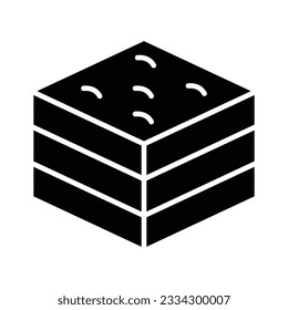 Chocolate brownie cake vector. Sweet chocolate pastry icon isolated on a white background