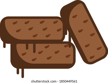 chocolate brownie Concept Vector Icon Design, Baked goods and flour based food Product Symbol on White background, Confectionery items Sign