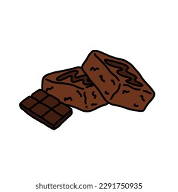 chocolate brownie doodle icon, vector illustration