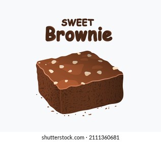  chocolate brownie isolated on white background. 