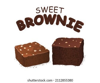 Chocolate Brownie Isolated On White Background. 