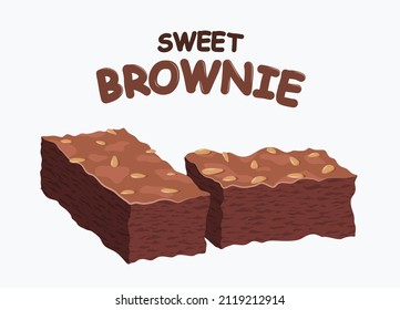 chocolate brownie isolated on white background. 