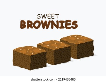 chocolate brownie isolated on white background. 
