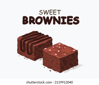 chocolate brownie isolated on white background. 