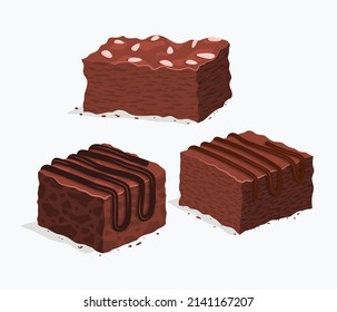 chocolate brownie isolated on white background. 