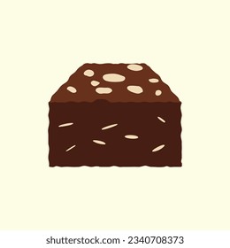 Marrón de chocolate con icono de nueces. Icono de pastelería de chocolate dulce. Ilustración vectorial.