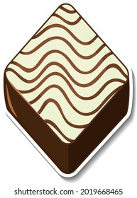 Chocolate brownie sticker isolated on white background illustration