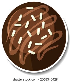 Chocolate brownie sticker isolated on white background illustration