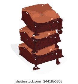 Chocolate Brownies, a drawing of 3 chocolate brownies stacked on top of each other