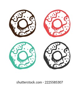 Chocolate brownies icon, Sweet chocolate biscuits cookies icon, Chocolate brownie cake icon, chocolate donut logo vector icons in multiple colors