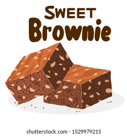  chocolate brownies isolated on white background.vector 