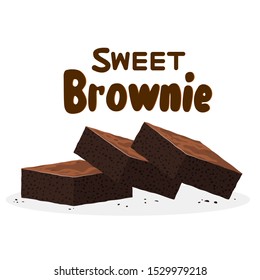  chocolate brownies isolated on white background.vector 