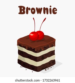 chocolate brownies isolated on white background.vector illustration