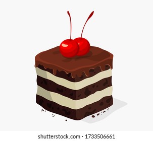 chocolate brownies isolated on white background.vector illustration