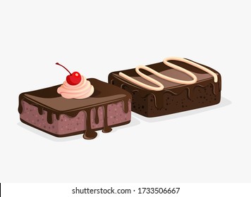 chocolate brownies isolated on white background.vector illustration