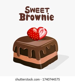 chocolate brownies isolated on white background.vector illustration