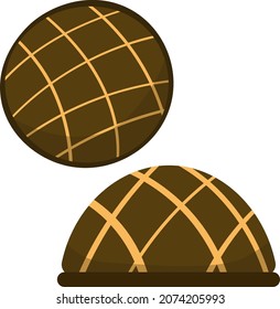 Chocolate brownies. Round-shaped sweets. Cake. Flat vector illustration on white background.