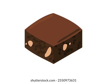 Chocolate brownies slice. Simple flat illustration in isometric view.