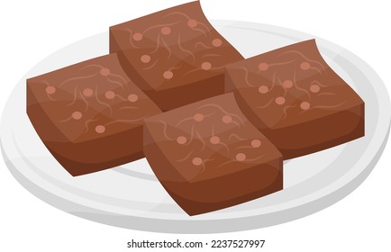Chocolate brownies Square or bar shapes concept, baked confection cake with nut vector icon design, Fast Food symbol, Junk food sign, popular inexpensive good taste snacks stock illustration 