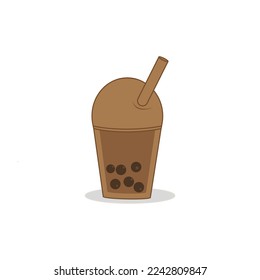 Chocolate bubble milk drink character art illustration