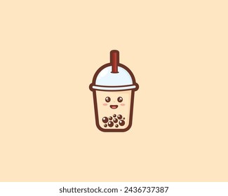 Chocolate Bubble Tea Boba Cute Design