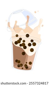 Chocolate bubble tea in glass