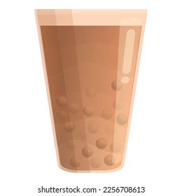 Chocolate bubble tea icon cartoon vector. Milk drink. Glass cute