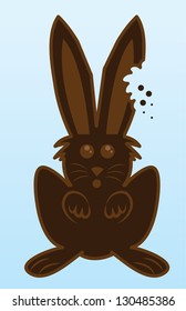 Chocolate bunny with bite mark on the ear