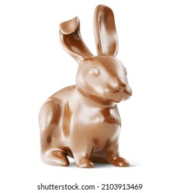 Chocolate bunny. Candy hare, sweet rabbit easter holiday gift 3D vector illustration 