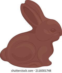 Conejo de chocolate. Conejo de chocolate de Pascua. El postre es de chocolate dulce en forma de conejo. Ilustración del vector aislada en un fondo blanco