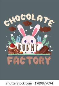 Chocolate Bunny Factory Choco Egg Easter Rabbit Gift design vector illustration for use in design and print poster canvas